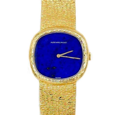 Vintage Audemars Piguet 18 Karat Yellow Gold Lapis Dial Watch Gold