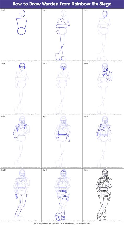 How To Draw Warden From Rainbow Six Siege Printable Step By Step