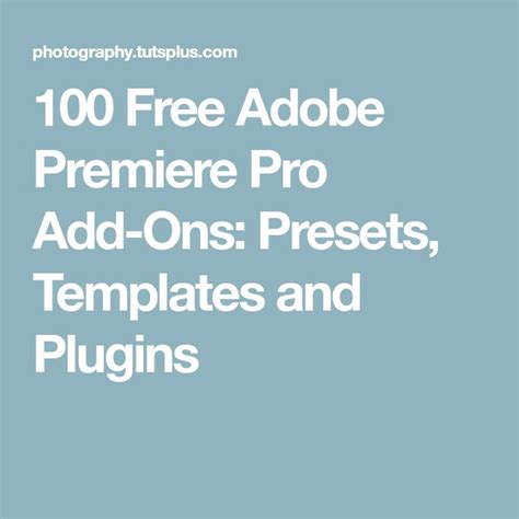 For example, you can add free adobe premiere title templates to make your video excellent. 100 Free Adobe Premiere Pro Add-Ons: Presets, Templates ...