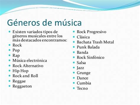 Tipos De Musica Musica Musica Clase De Musica Canciones