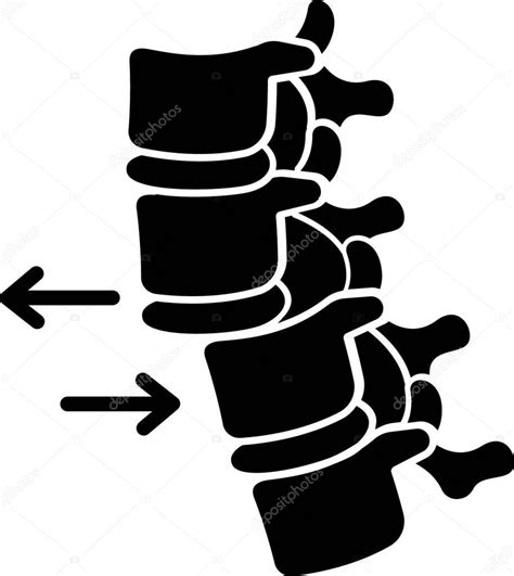 Icono de glifo negro de dislocación de columna vertebral Desplazamiento de la vértebra espinal