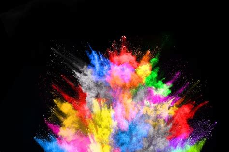 Premium Photo Abstract Colored Dust Explosion On Black Background