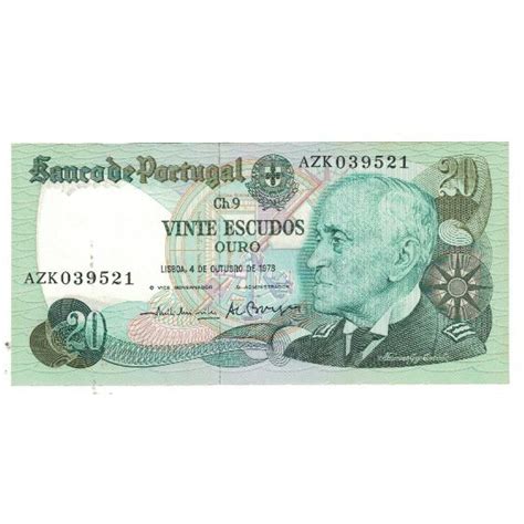 Banknote Portugal 20 Escudos 1978 1978 10 04 Km176a Unc65 70