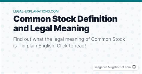 Common Stock Definition What Does Common Stock Mean