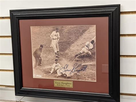 Enos Slaughter Signed Photo In Frame Elite Collectibles