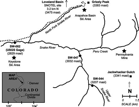 Map Showing The Snake River Watershed In Summit County Colorado