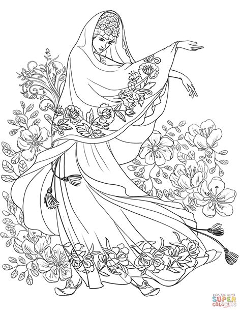 Search through 623,989 free printable colorings at getcolorings. Woman from the near East with the Floral Motif coloring ...