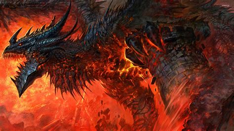Dragon Destroying A Castle In World Of Warcraft Cataclysm Wallpaper