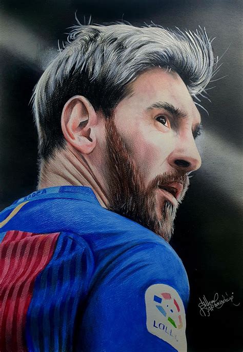 Messi Drawing Colored Pencil Portrait Messi Drawing Drawings