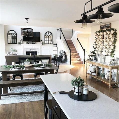Stunning Farmhouse And Industrial Inspired Living And Dinning Room A