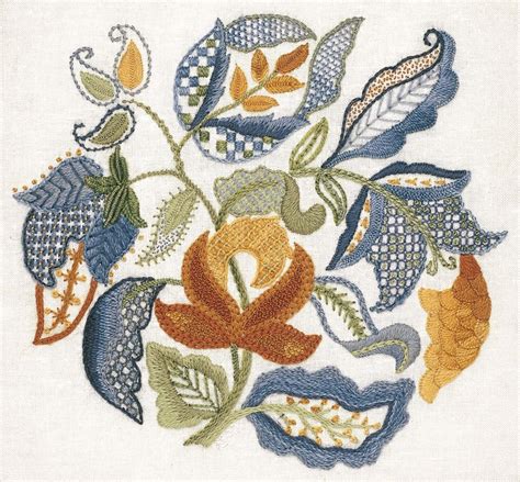 Crewel Embroidery Kit Jacobean Leaves