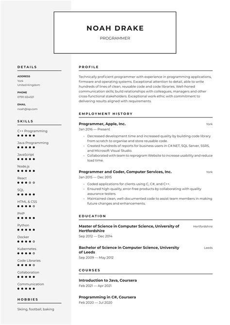 Programmer Cv Examples And Writing Tips 2024 Free Guide ·