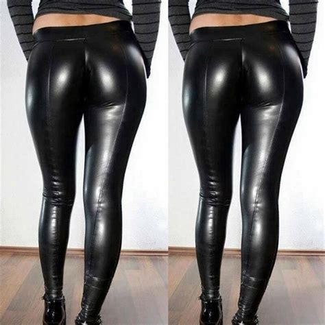 2021 hot women pu leather pants high stretchy push up pencil pant high waisted skinny tight