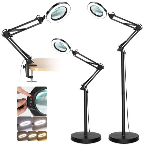 5x Magnifying Glass With Light And Stand Krstlv Led 5 Color Modes Stepless Dimmable Magnifying