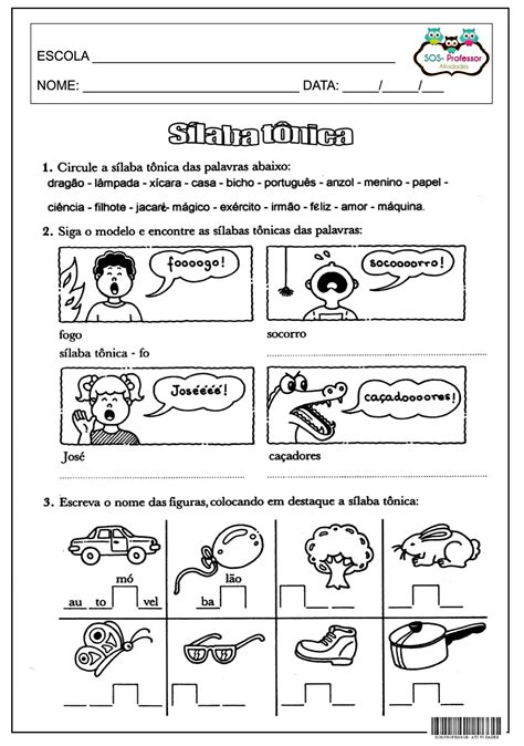Atividades De Silaba Tonica 4 Ano