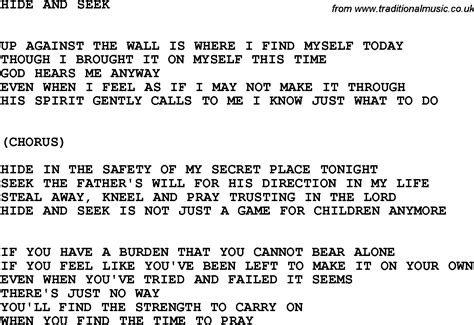 Steve void hide and seek lyrics. Country, Southern and Bluegrass Gospel Song Hide And Seek ...