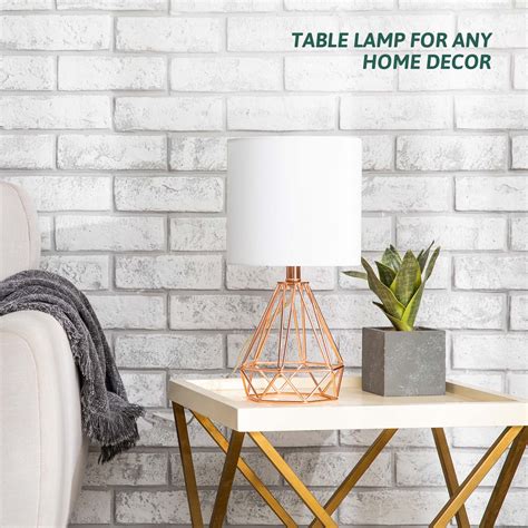 15 Rose Gold Desk Lamp W Open Cage Design Metal Base For Bedroom
