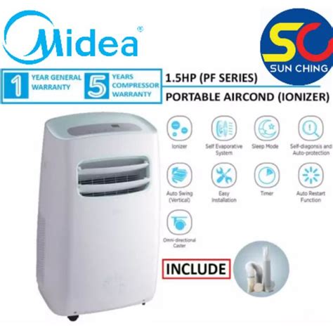 This ac also has instant cooling capabilities and comes in a beautiful design to complement every room. MIDEA PORTABLE AIRCOND 1.5 HP / MPF-12CRN1 | Shopee Malaysia