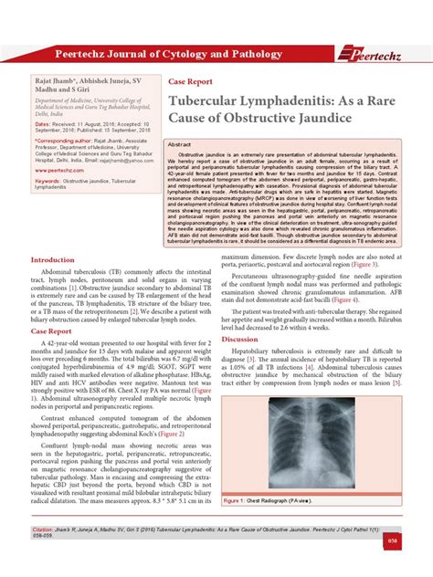 Tubercular Lymphadenitis As A Rare Cause Of Obstructive Jaundice