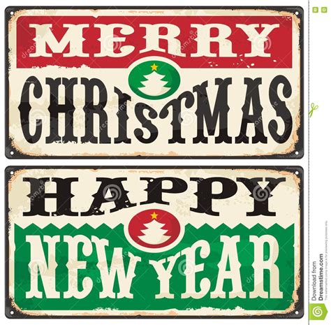 This old fashioned merry christmas sign makes a wonderful gift for christmas. Merry Christmas And Happy New Year Vintage Signs Set Stock ...