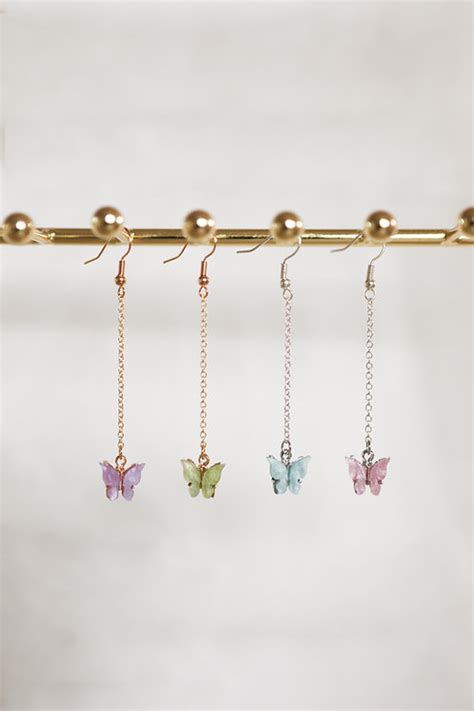 Mariposa Colorful Butterfly Dangle Chain Earrings Precious By Kate