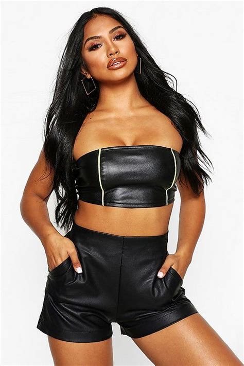 Elasticated Waist Faux Leather Shorts Leather Look Shorts High