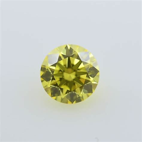 073 Carat Fancy Vivid Yellow Diamond Round Shape Vs2 Clarity Gia
