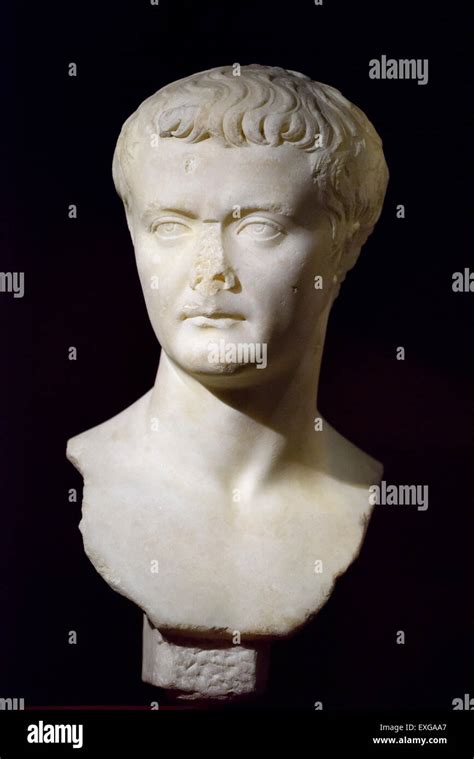 Rome Italy Portrait Bust Of Roman Emperor Tiberius Depicted