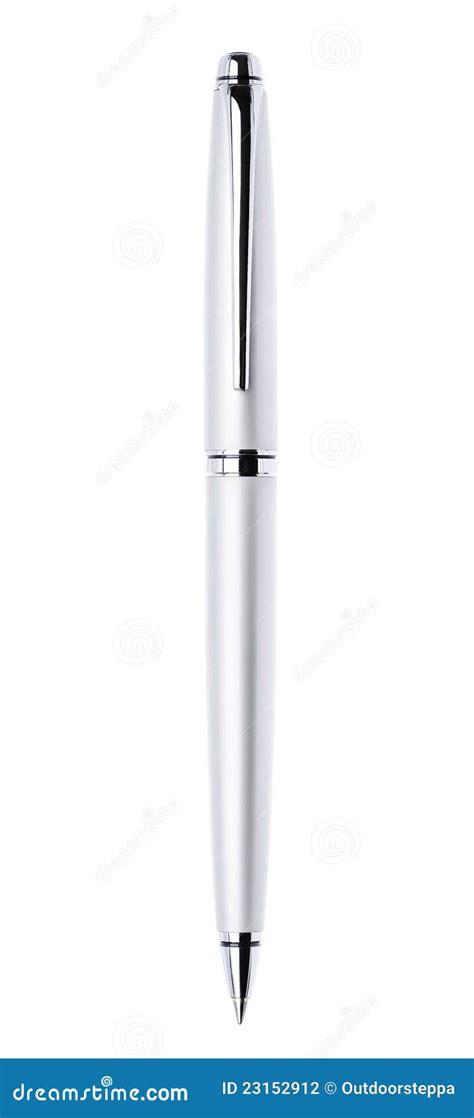 Silver Ballpoint Pen Isolated On White Background Stock Photo Image
