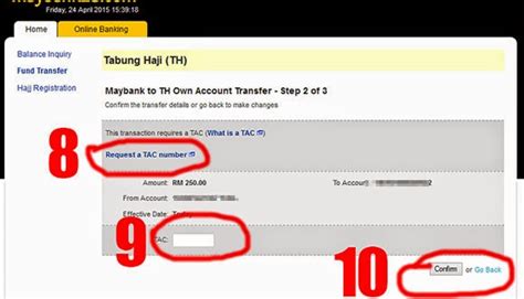Akan keluar macam di gambar ini. Cara Transfer Duit Maybank2u ke Tabung Haji Secara Online ...