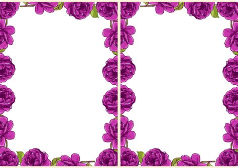 Free Digital Purple Rose Frame And Border In Vintage Design