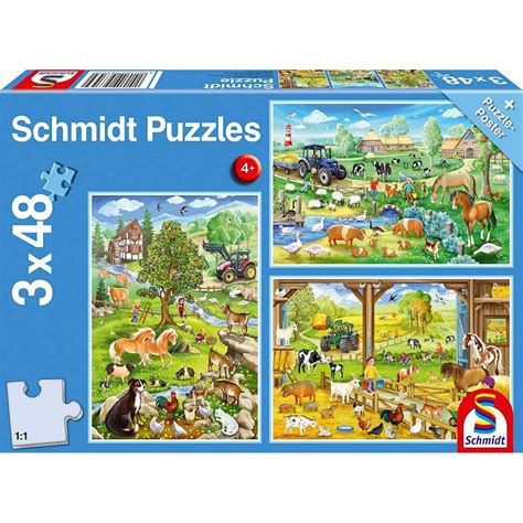 Schmidt 56353 Puzzle Bauernhof 3 X 48 Teile Spielzeugweltende