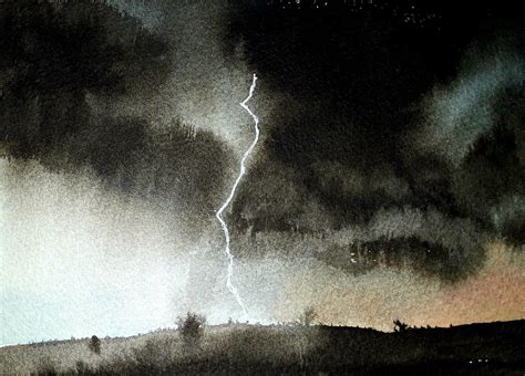 Stormy Skies In Indian Ink And Watercolour By Lesley Hill Uk