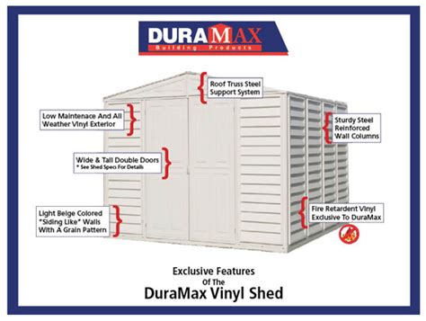 Duramax 8x6 Storeall Vinyl Shed With Foundation 30115 Free Shipping