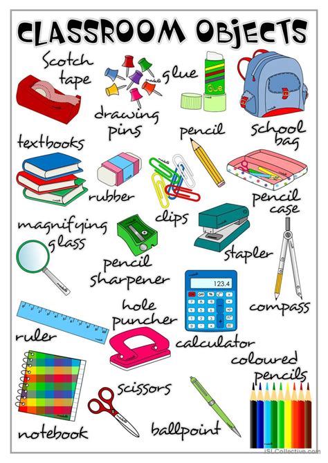 Clasroom Objects Poster English ESL Worksheets Pdf Doc