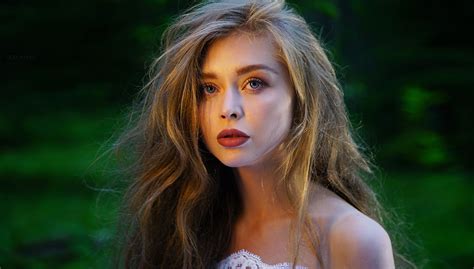 face women model ivan gorokhov makeup long hair women outdoors portrait red lipstick hd