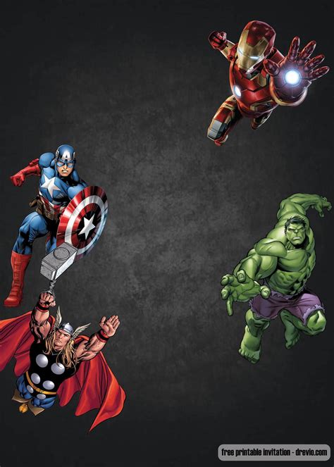 Free Chalkboard Avenger Birthday Invitation Template For Avengers 3a2