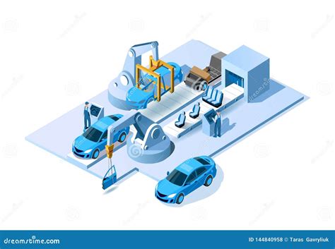Automotive Assembly Line Stock Vector Illustration Of Assemble 144840958