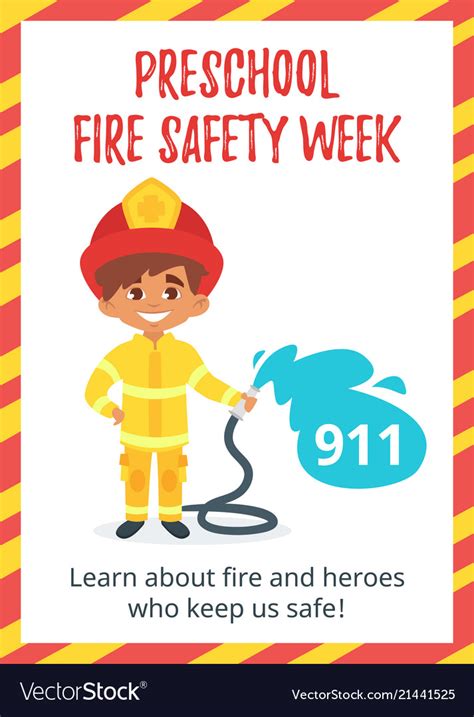 Preschool Fire Safety Week Poster Royalty Free Vector Image