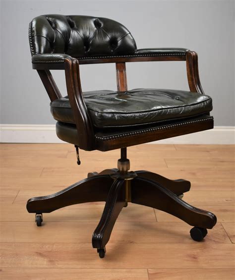 Office chairs do not have a reputation for being the most exciting seating. Antiques Atlas - Green Leather Swivel Office Desk Chair