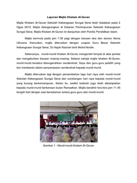 Majlis khatam al quran masjid jamek as solihin kanchong darat (masjid daerah kuala langat) 1440h. Laporan Majlis Khatam Al-Quran