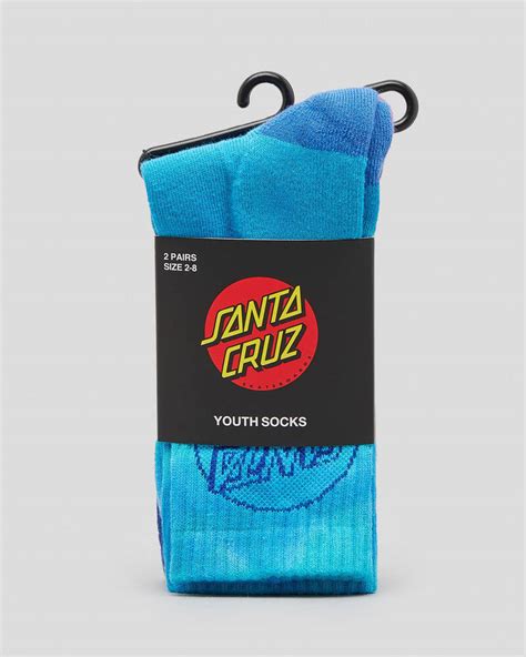 Shop Santa Cruz Boys Opus Dot Crew Socks 2 Pack In Multi Tie Dye