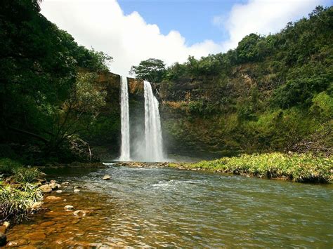 Водопад Ваилуа Wailua Falls Гавайи США Hd фото редкие фото