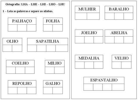 Atividades De Ortografia Do Lh Para Imprimir Folha 04 — SÓ Escola