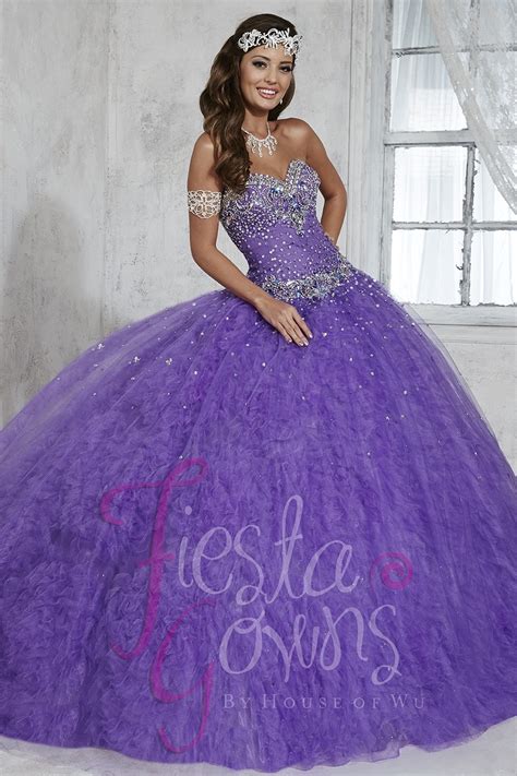 2017 Princess Purple Blue Quinceanera Dress Ball Gown Ruffles Tulle