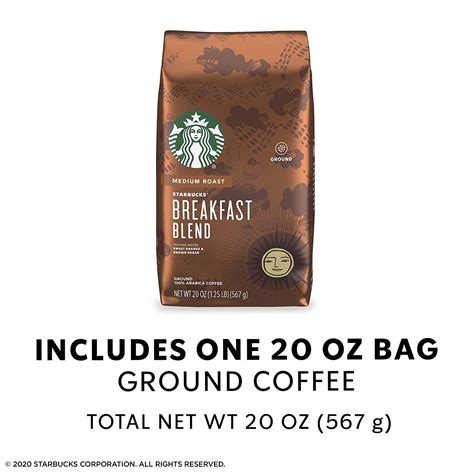 Starbucks Medium Roast Ground Breakfast Blend 1 Bag 20 Oz