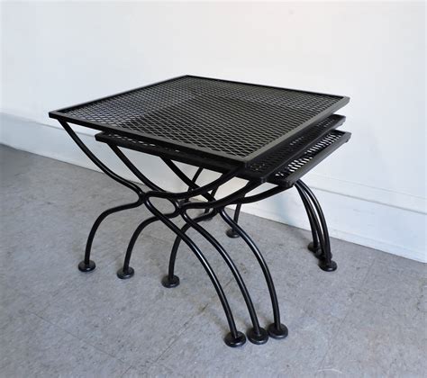A guide to buying vintage patio furniture. Salterini mid century modern wrought iron patio nesting ...