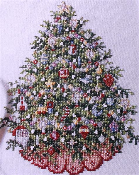 ursula michael old fashioned christmas tree picture counted cross stitch pattern chart cross