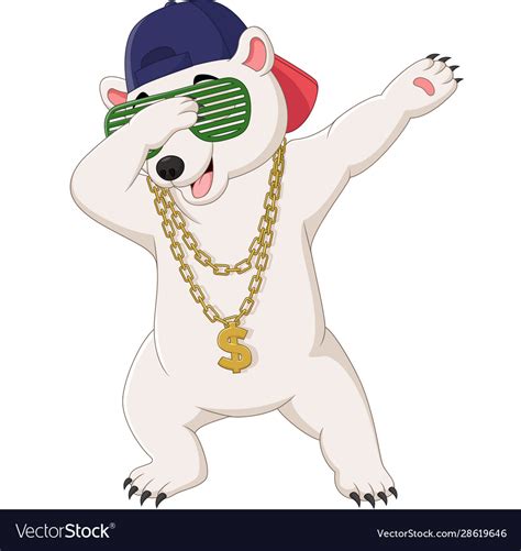 Cute Polar Bear Dabbing Dance Wearing Sunglasses Vector Image