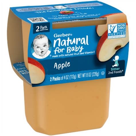 Gerber® 2nd Foods Natural Apple Stage 2 Baby Food 2 Ct 4 Oz Foods Co